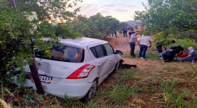 Aydında otomobil tarlaya uçtu: 2 yaralı