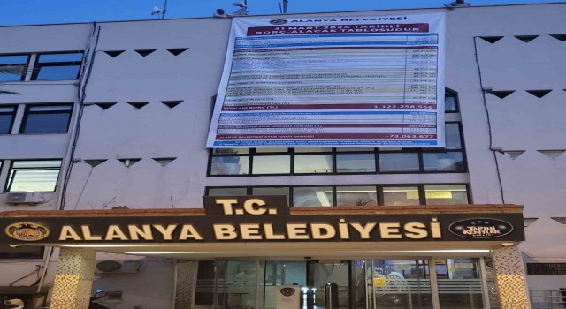 Başkan Özçelik, borç bakiyesi ve gelir gider dengesi afişini belediye binasına astı