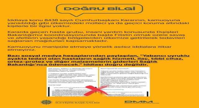 DMM, Yabancı uyruklu hastaların sağlık giderleri bakanlık tarafından ödenecek iddiasını yalanladı