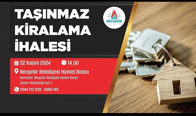 Nevşehir Belediyesi'nden taşınmaz kiralama ihalesi.