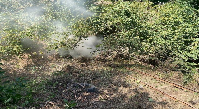 Ruhsatsız maden ocağında 2 ton kömür, 20 metre ray ele geçirildi