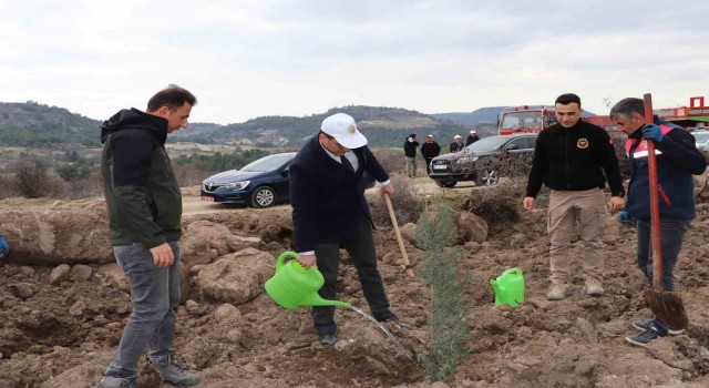 Selendide badem fidanları dikildi