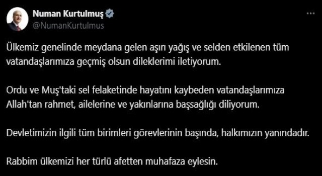 TBMM Başkanı Kurtulmuş: Devletimizin ilgili tüm birimleri görevlerinin başında, halkımızın yanındadır