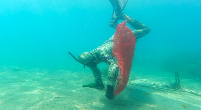 Türkbükünde deniz dibi temizliği